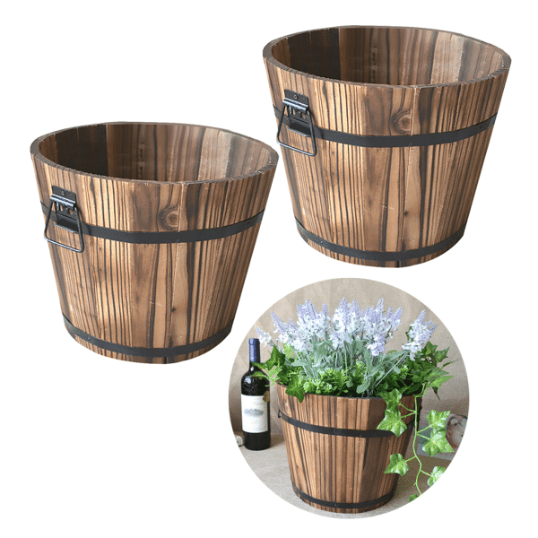 Solid Wood Succulent Plant Pots Carbonized Anticorrosive Wood Flower Box 5