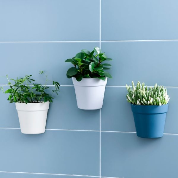 blue white wall mounted plastic plant pots 7