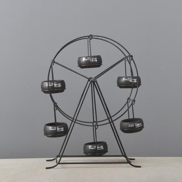 ferris plant pot stand wheel stand with 6 cement succulent plant pots 2