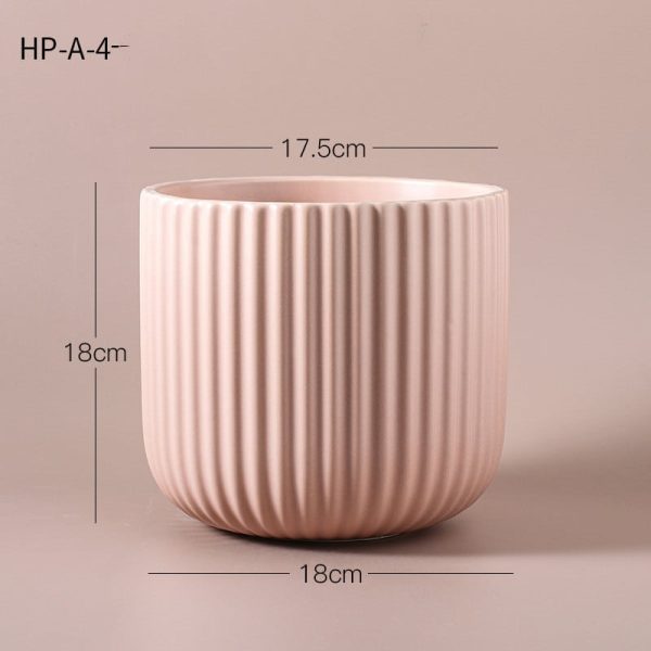 Modern Matte Striped Ceramic Flower Pots - Image 6