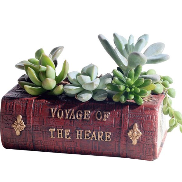 vintage literature book plant pot resin succulent plant pot 3