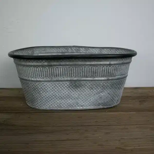 handmade retro distressed oval antique zinc planter pot e1711252292799
